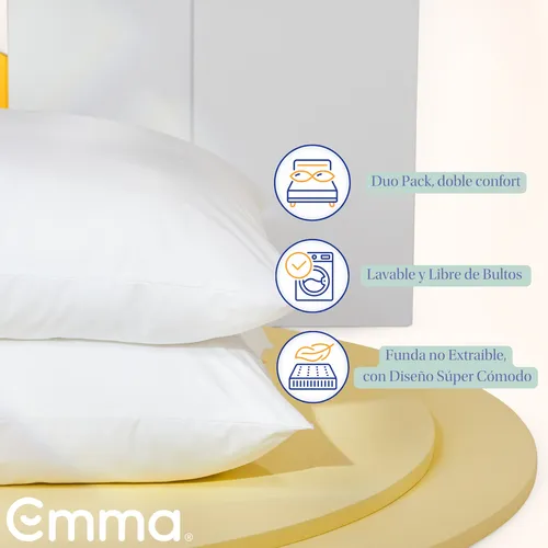 Pack 2 Almohadas Emma Confort King 80x40cm Microfibra Soft