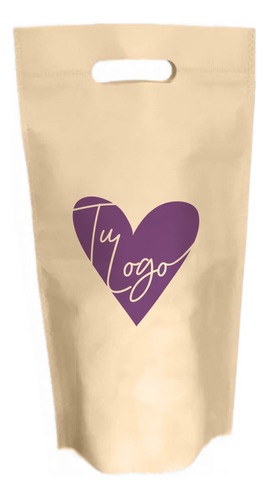 50 Eco Bolsa Para 2 Botellas Vino Con Logo 25x40x10 Cm M/r