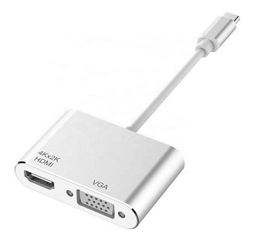 Adaptador Usb Tipo C A Vga Y Hdmi 2 En 1 4k Obu