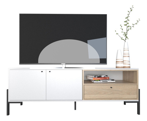 Mueble Rack Mesa Modular De Tv Nórdico Melamina - Metalwood 