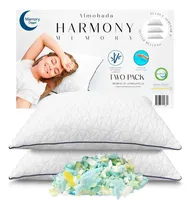 Comprar Paquete Almohadas Two Pack Memory Foam Gel Ajustables Ultra Suaves Tela Bamboo Relleno Memory Foam Gel Triturado Tamaño Estándar Con Funda Lavable Color Blanco