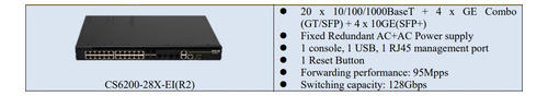 Switch L3+ 20*10/100/1000base-t + 4* Gbe Combo Cs6200-28x-ei