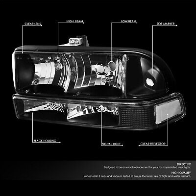 Black Housing Headlight+clear Signal+6000k White Led Sys Oad