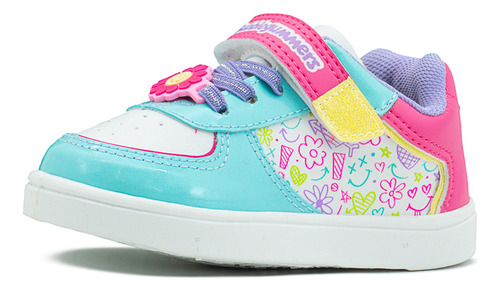 Tenis Bubble Gummers Tiny Niña Ajuste Velcro Fiusha/menta