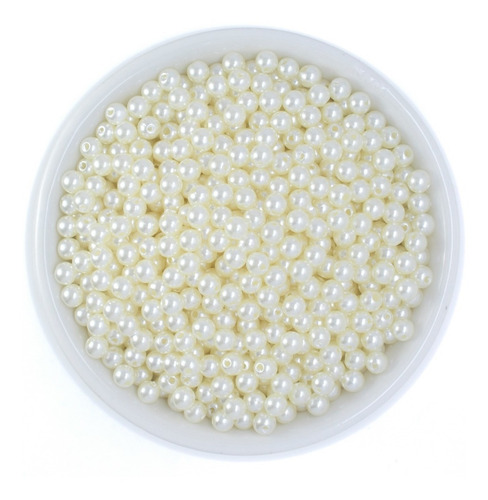 Perola Abs 6mm Com Furo Pacote 500 Gramas