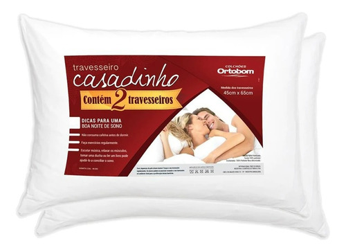 Travesseiro Antialérgico Casadinho Ortobom - Kit 2 Unidades Cor Branco