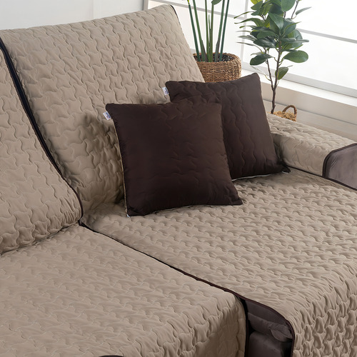 Capa Protetor Sofa Retratil 1,80m 02 Mód Dupla Face 400 Fios Cor Tabaco/caqui Liso