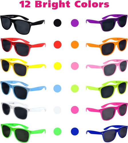 Set De 48 Pares De Lentes Neon Para Fiestas Retro Estilo 80s