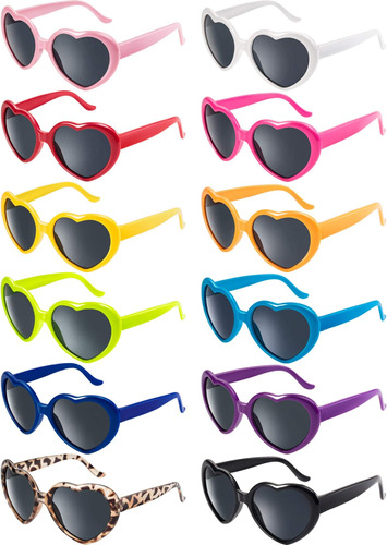 Blulu 12 Piezas De Gafas De Sol En Forma De Corazón De Color