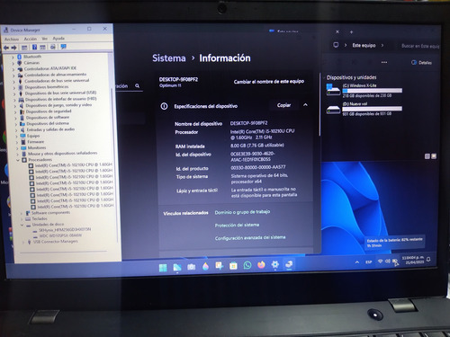 Laptop Lenovo Thinkpad T14 I5 10210u 8gb Ssd 256gb Hdd 1tb Negro (Usado)