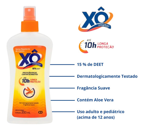 Repelente Xô Inseto Cimed 200ml - Kit C/ 03 Un Contra Dengue