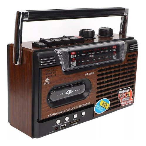 Radio Cassette Antigua Vintage Am/fm Mp3 Sd Usb 220v O Pilas