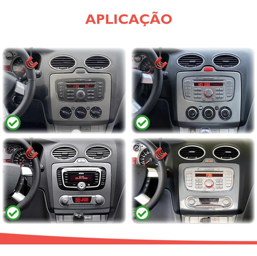 Imagem 7 de 8 de Moldura De Painel 2 Din Multimidia Dvd Mp5 Ford Focus 2009 2010 2011 2012 2013 Prata