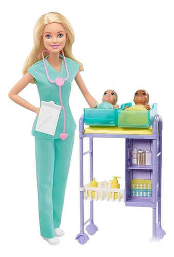 Mattel: Muñeca Barbie Doctora Pediatra Con Bebés