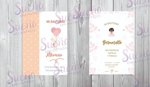 Estampita Invitación Bautismo Varón Nena