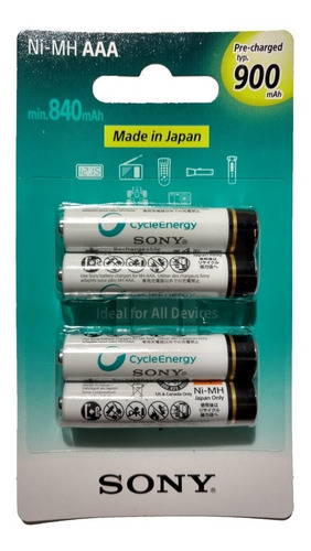 Pilas Sony Cycle Energy Nh-aaa-b4gn Recargable Aaa Blisterx4