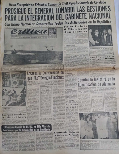 Critica 26/9/1955 Golpe De Estado,peron Refugiado,lonardi