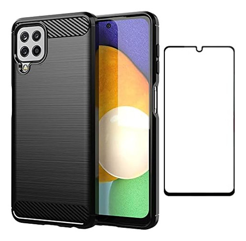 Funda Negra Silicona + Protector Para Samsung Galaxy A22 4g