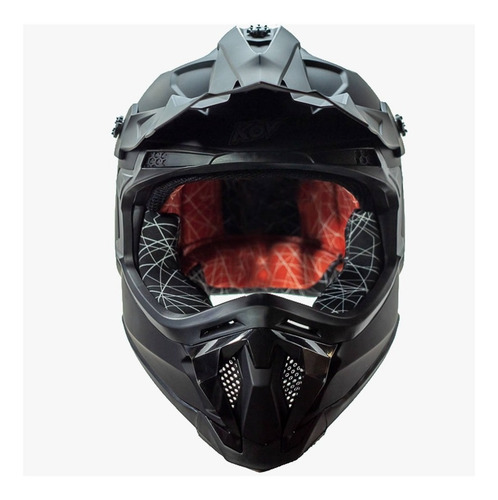 Imagen 6 de 9 de Casco Motocross Enduro Kov Terra Solid Negro Mate