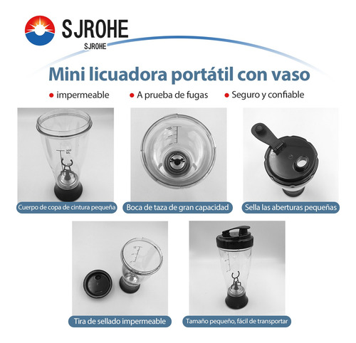 Mini Vaso Licuadora Portatil Usb Recargable Color Negro