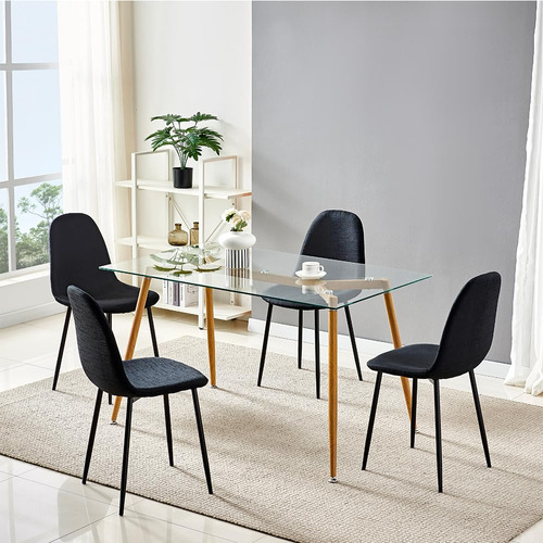 Ids Home Mesa De Comedor Rectangular Moderna De Vidrio Trans