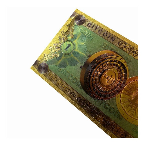 Imagen 3 de 8 de Billete Bitcoin Coleccionable Oro Minería
