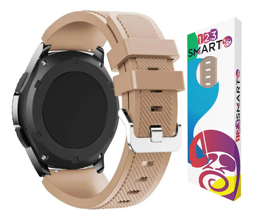 Pulseira De Silicone Fivela Prata Marca 123smart 22mm Compativel Com Samsung Galaxy Watch 46mm R800 Gear S3 Classic Frontier Galaxy Watch 3 45mm Gear 2 Hitwear Psw02pm Gt 2 Gt 3 Gt 4 46mm - Cor Bege