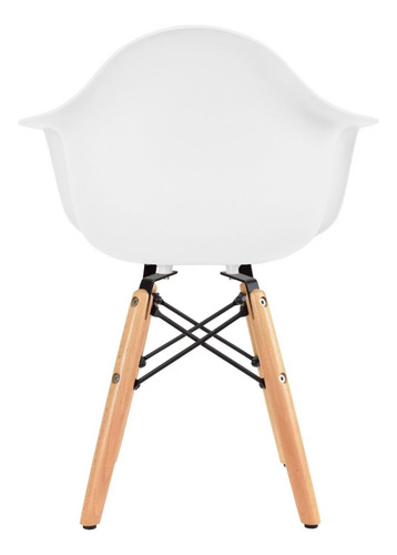 Mesa Rectangular Infantil Con Silla Eames Con Descansabrazos Blanco