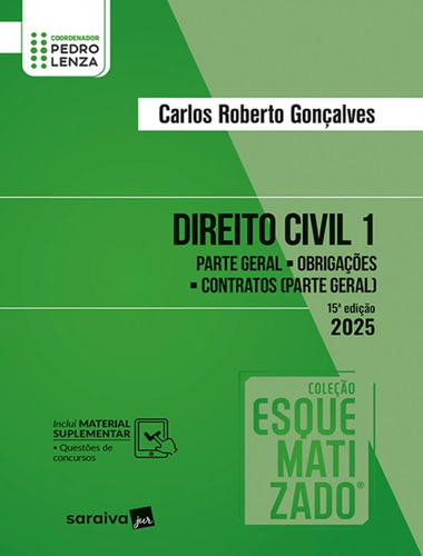 Direito Civil - Vol. 1 - Colecao Esquematizado - 15ª Ed, De Gonçalves, Carlos Roberto. Editorial Saraiva Jur Univ & Concursos, Capa Mole, Edição 15 Em Português, 2025