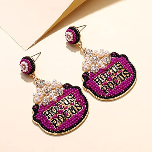 Pendientes Colgantes Con Cuentas De Caldero De Hocus Pocus D