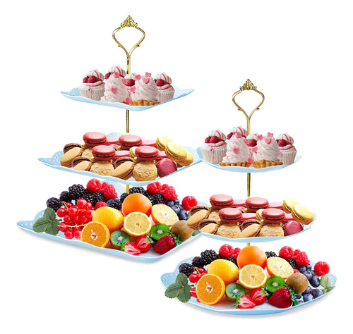 Soporte Para Cupcakes, 2 Juegos De Platos De Postre De 3