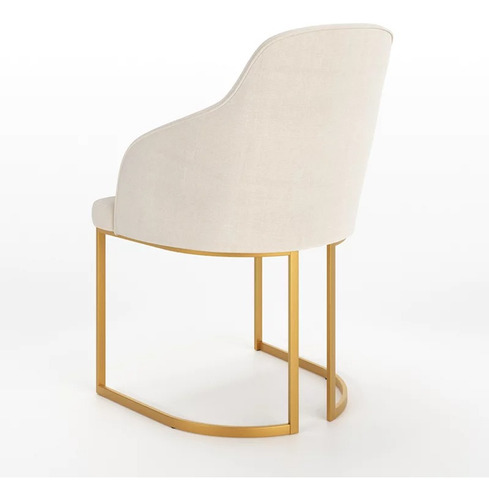 Cadeira Albany Linho Cru Pé Dourado