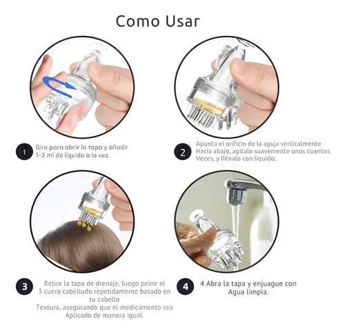 Peine Aplicador Masajeador Pelo Aceite Capilar Minoxidil Blanco