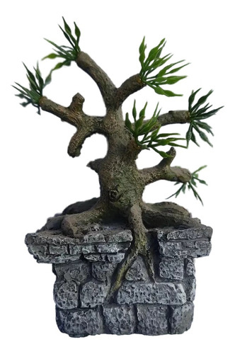 Decoración Para Peceras Bonsai Antiguo En Resina Importado