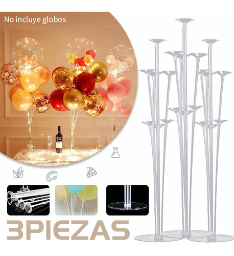 Base Pedestal Porta Globos Centro Mesa Cotillón 3 Piezas