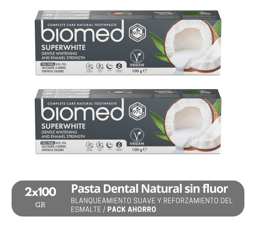 Pack 2 Pasta Dental Blanqueadora Biomed Superwhite 100g