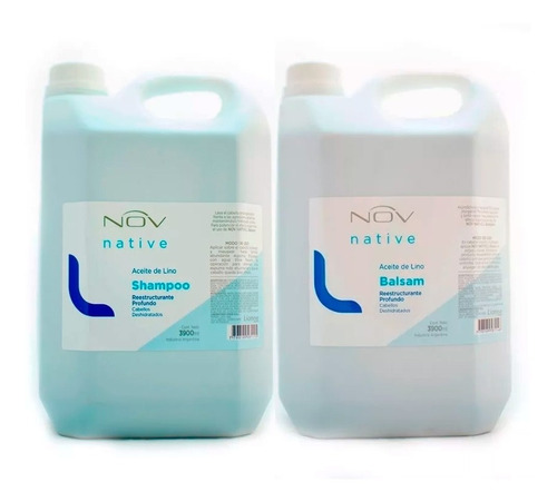 Shampoo Y Acondicionador Nov Native Aceite De Lino X 3900 Ml