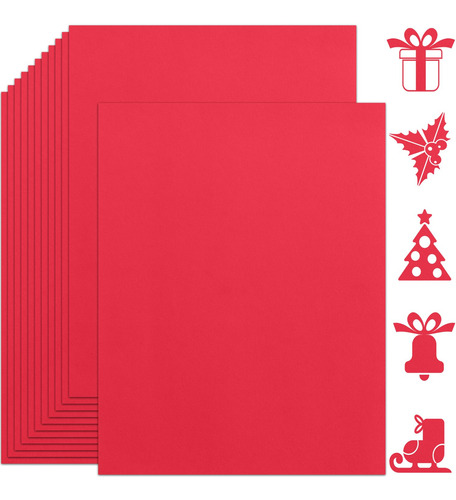 Twavang 25 Hojas De Papel De Cartulina Roja De 8.5 X 11 PuLG