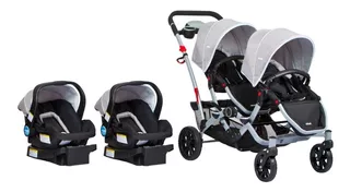 Cochecito de paseo doble Infanti Duo Ride S813 gris +2 Bases + 2 Huevitos