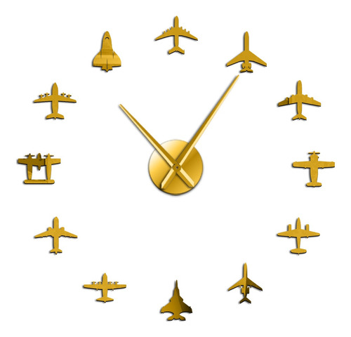 Reloj De Pared Gigante Moderno Con Diseño De Avión De Combat