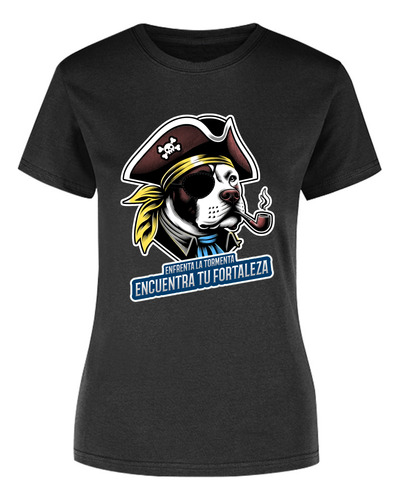 Playera Mujer Estampada Perro Pitbull Pirata Fortaleza