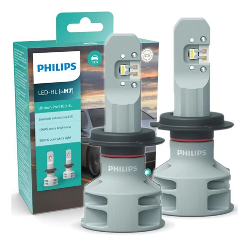 Par Lâmpada Philips Ultinon Led-hl H7 6200k +160%