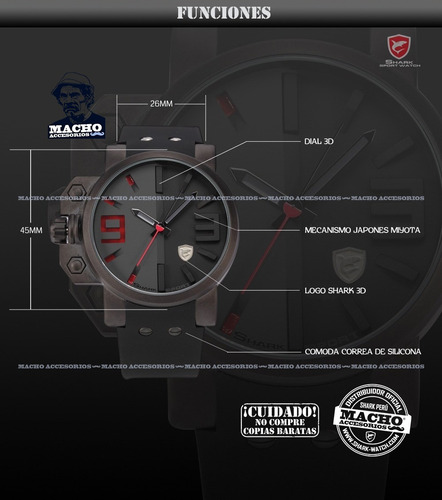 Distribuidor Oficial - Reloj Shark Salmon - Dial 3d - Acero