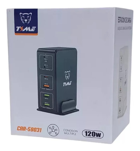 Estación Cargador 120w Alta Potencia Turbo Notebook Celular Negro