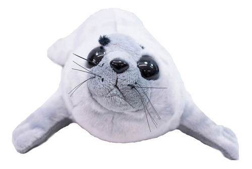 Foca Cinza Em Pelúcia Deitada 40 Cm