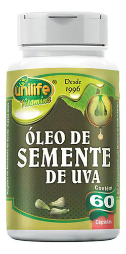 Óleo Semente De Uva 700mg 60 Cápsulas Unilife Sem