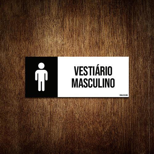 Placa Setor Ícone - Vestiário Masculino 23x9