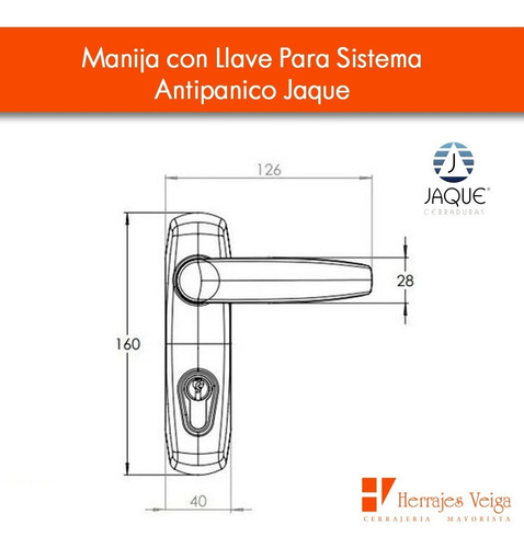 Imagen 2 de 7 de Manija C/ Llave Para Sistema Antipanico Jaque