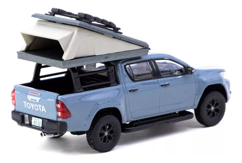 Tarmac Works Road64 Toyota Hilux Gray W/ Camper Tent 1/64 Color Gris Oscuro