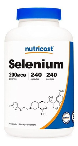 Selenio Selenium 200mcg Nutricost 240 Americano Cápsulas